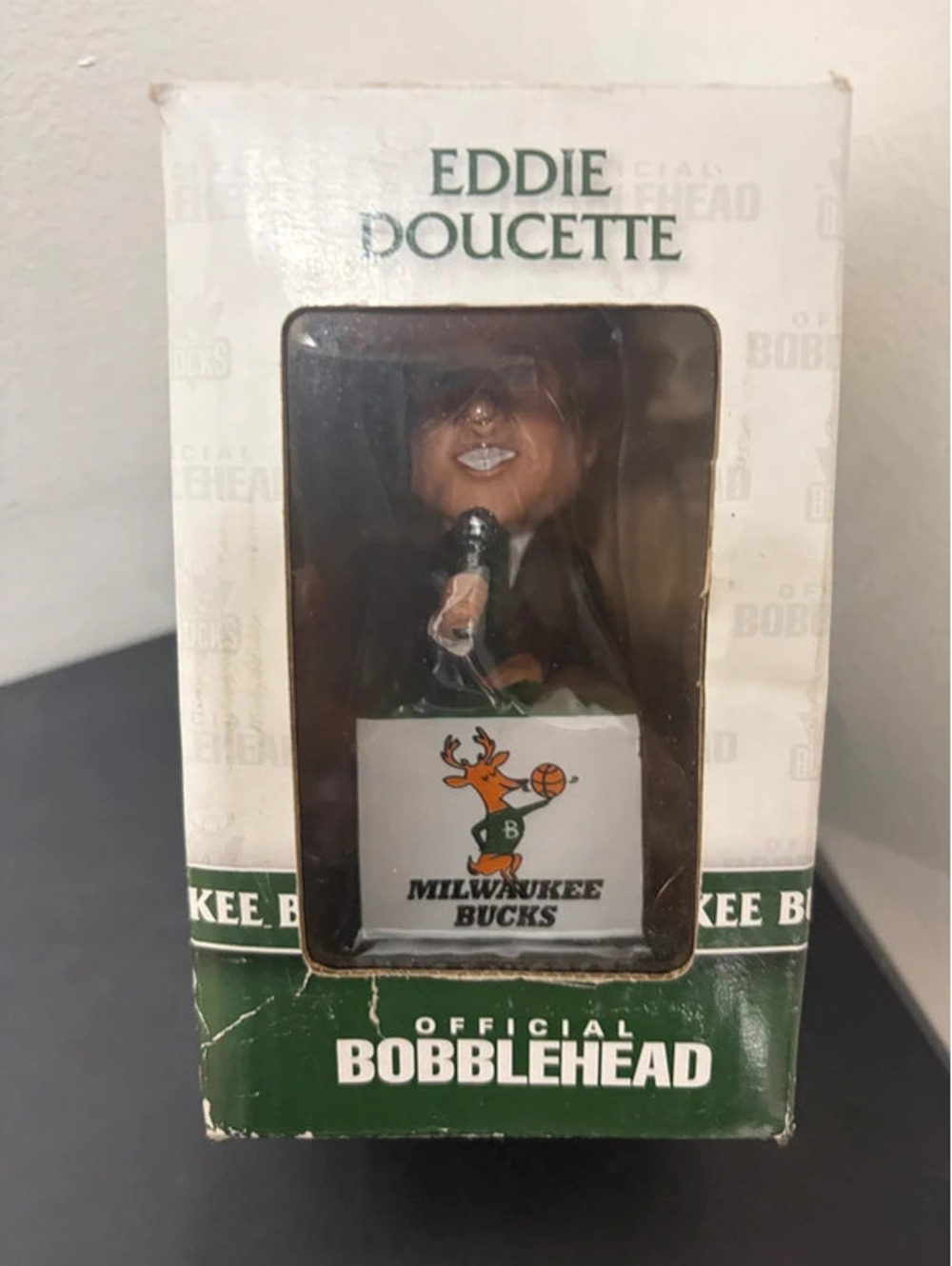 Official Milwaukee Bucks Eddie Doucette Announcer Bobblehead - Original Box